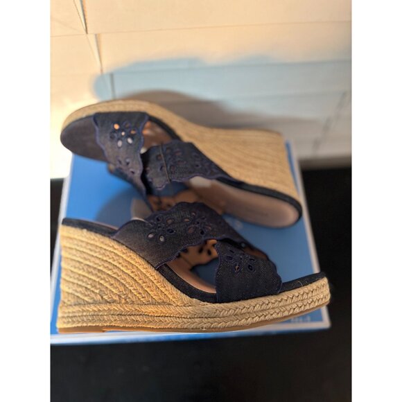 Draper James Emily Heeled Sandal Navy NIB NEW - Picture 5 of 7